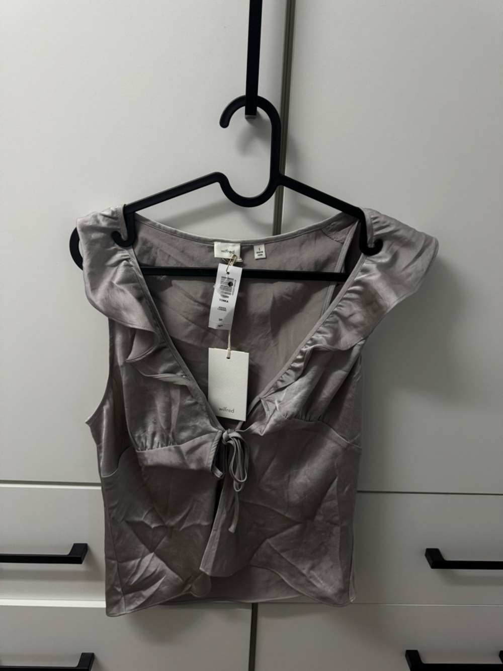 Wilfred Mushroom Ruffle Tie-Front Silk Blend Tank